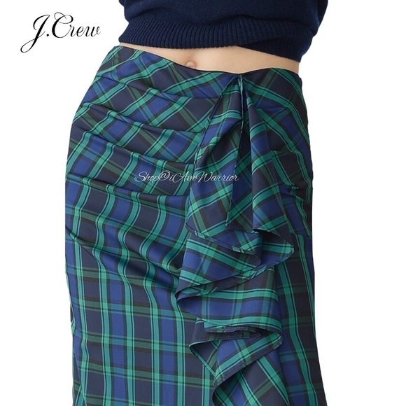 J.Crew NWT evergreen tartan ruffle midi/maxi skirt *shop@iamwarrior - Picture 2 of 11